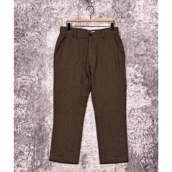 I Love Ugly Slim Kobe Pants Medium Mens Brown Wool Tweed Check